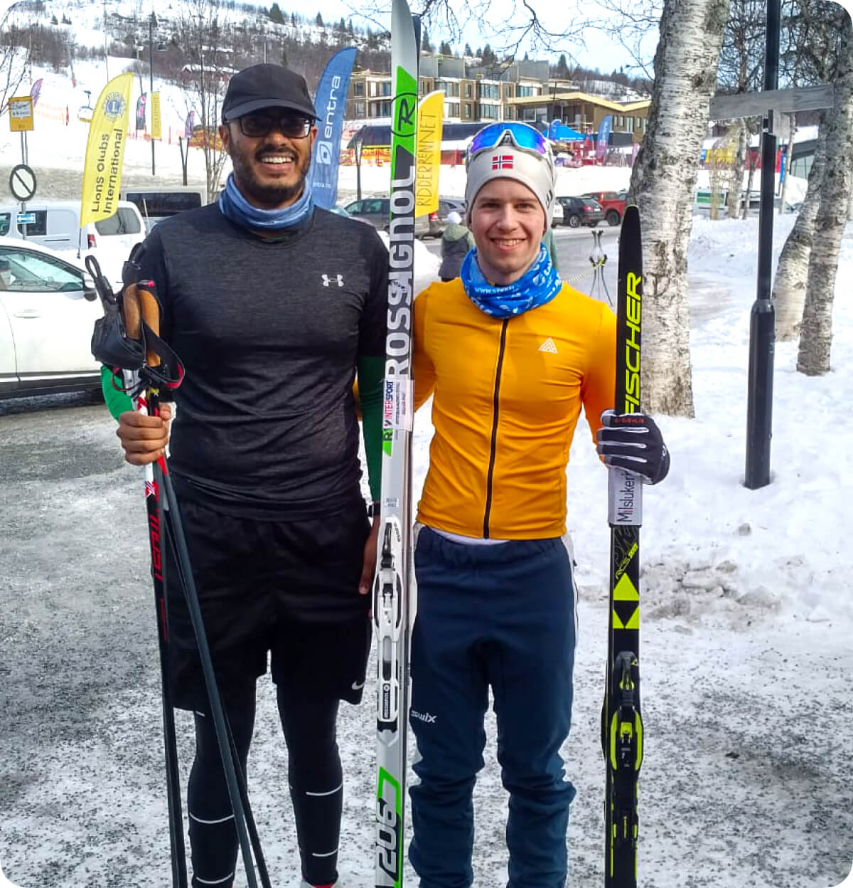 two men skiing