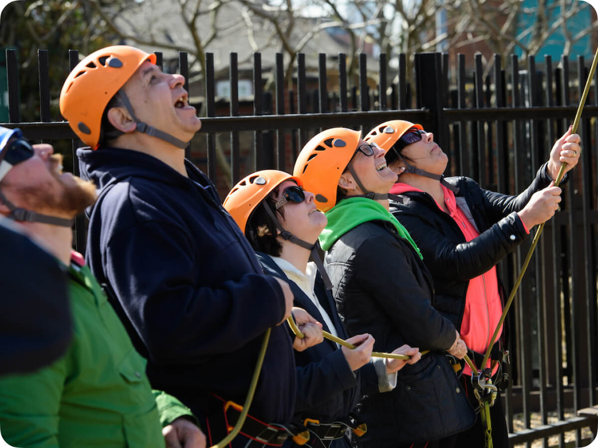 blind and partially sighted people rope climbing